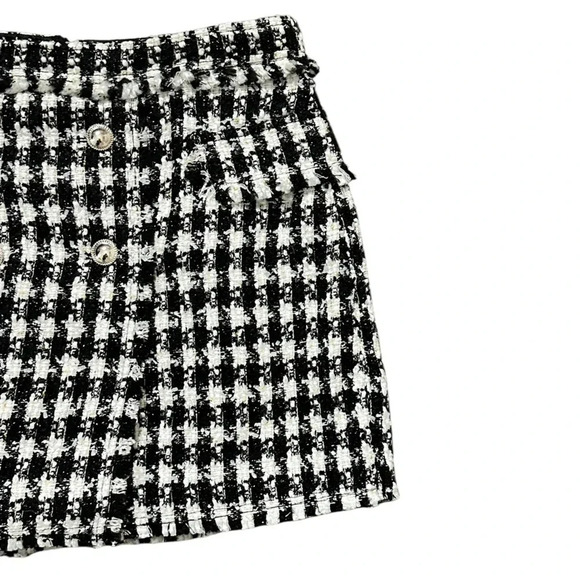 House Of Harlow 1960 Skort BlackWhite Gold Metallic Boucle Tweed Wool Blend Med. - Picture 3 of 6